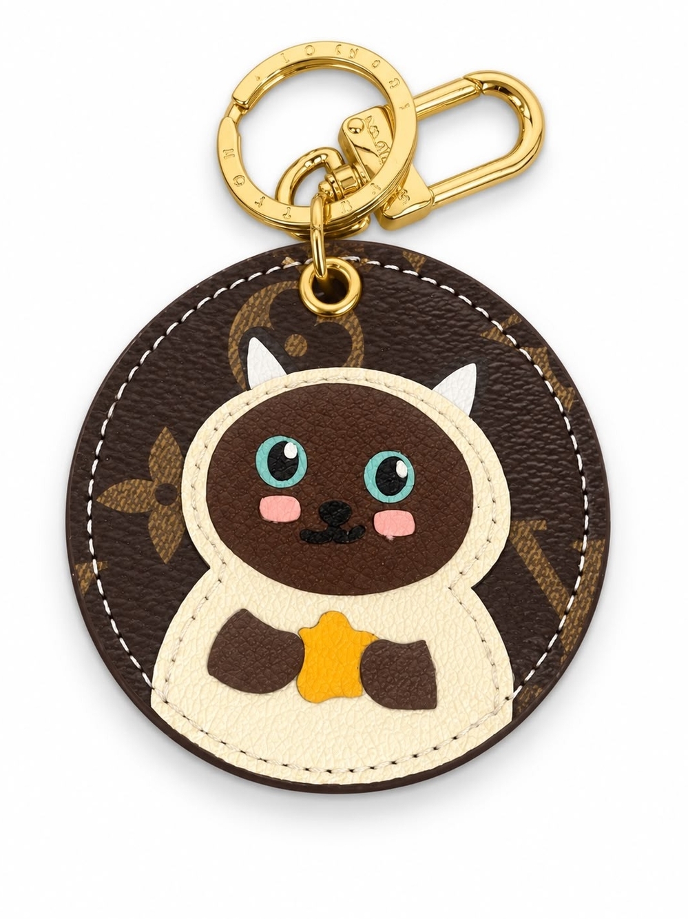 Cat Key Charm in Brown and Cream